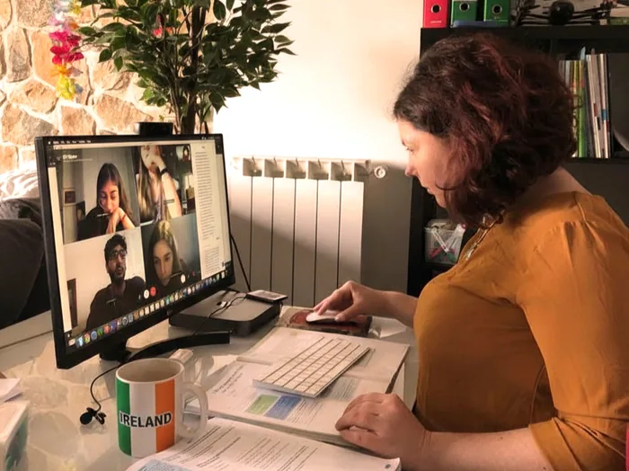Maria teaching a live C2 English lesson online